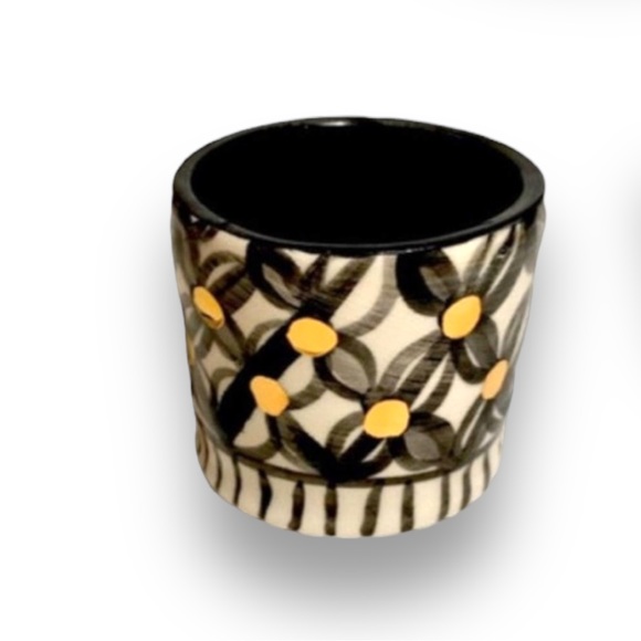 Black White Pen-Pencil/ or Succulent Planter Pottery with Genuine Gold Dots - Picture 8 of 11